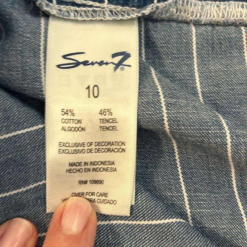 Seven 7 Wide Leg Crop Chambray Pinstripe Pant - Picture 5 of 5